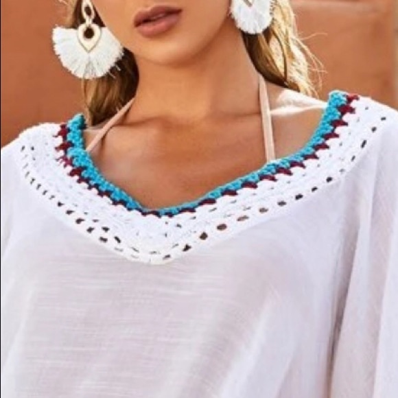 🆕 White Fringe Hem Coverup - Picture 10 of 10